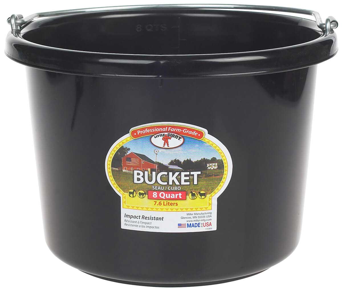 Bucket - Flat Back -Plastic - 8 qt