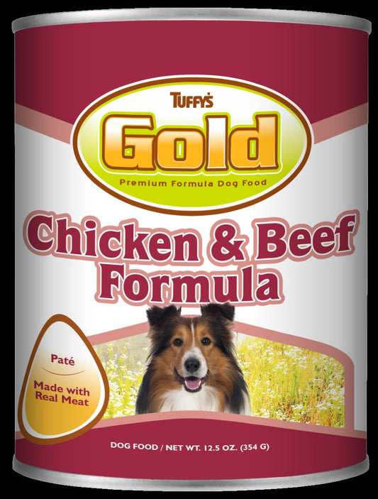 Gold Chicken and Beef Dog Cans