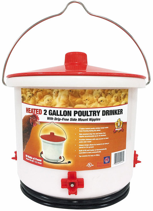 Heated Poultry Drinker (Waterer) - 2gal