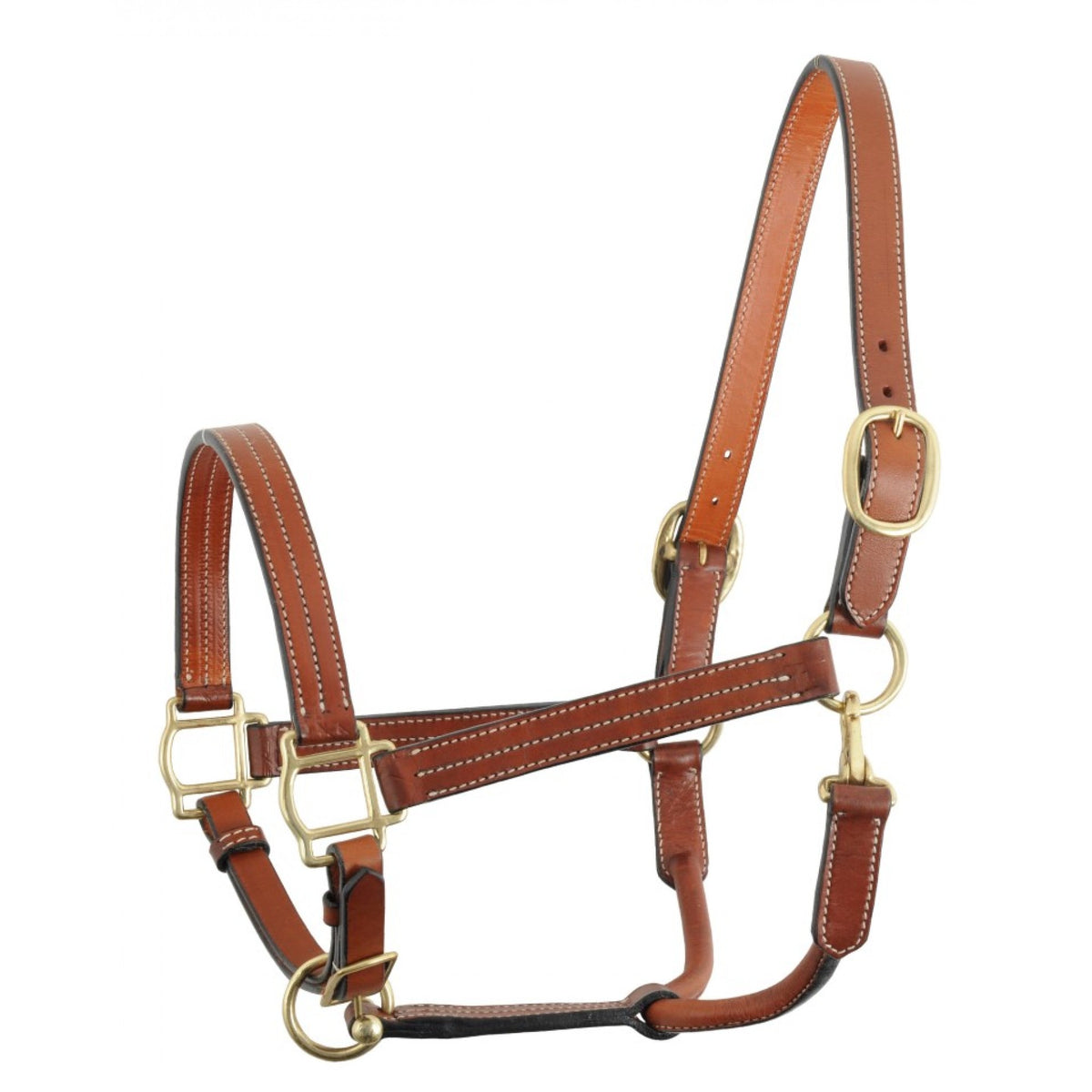 Leather Halter w. Solid Brass (Chestnut) Horse