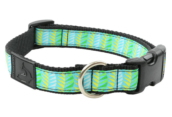 Dog Clip Collar - Jungle Leaf Blue Yellow