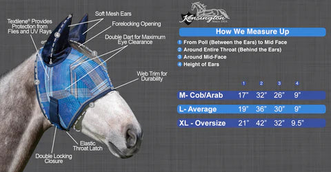 Kensington Fly Mask Without Ears Plaid