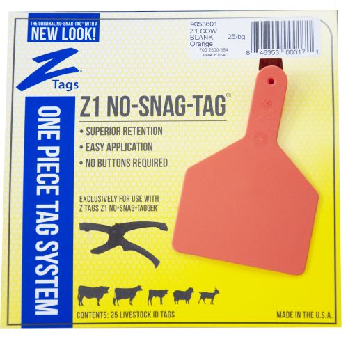 Z Tags 1-Piece Cow 25pk